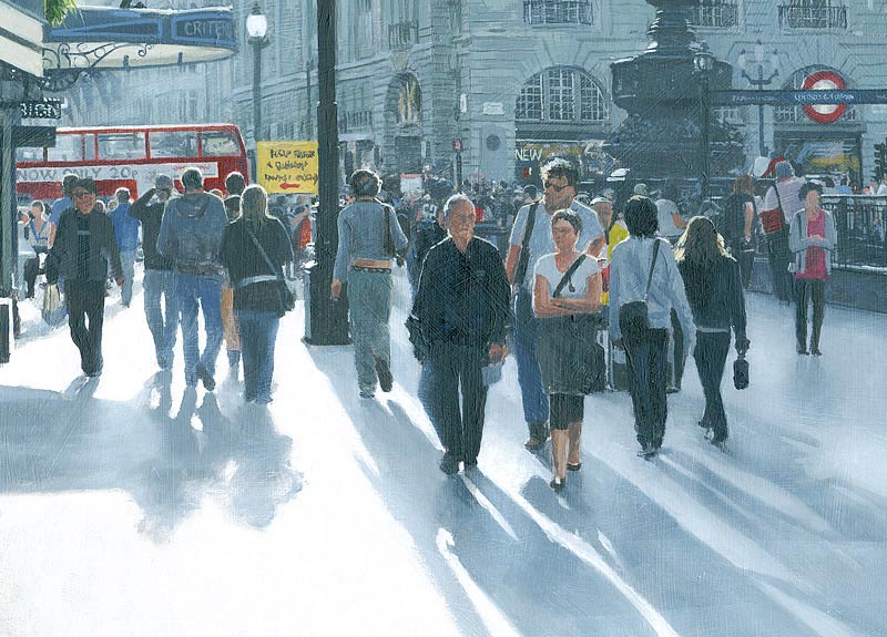 Busy at Piccadilly Circus - oil