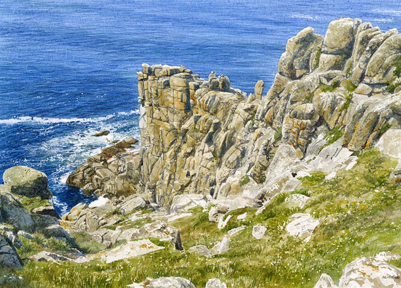 Distant Cry of the Cornish Chough - Watercolour