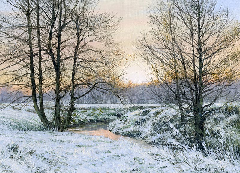 Daybreak with a heavy frost - Oil
