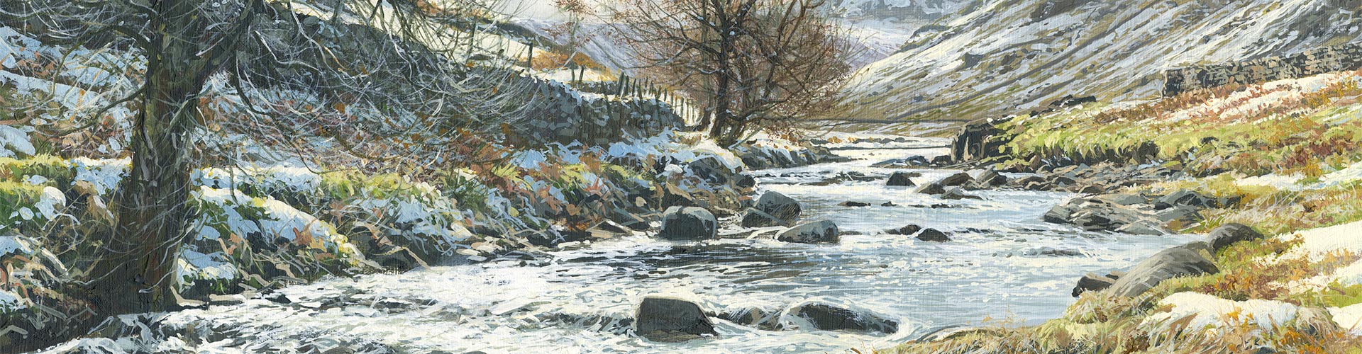 Alistair Butt oil painting of Langstrath valley in winter